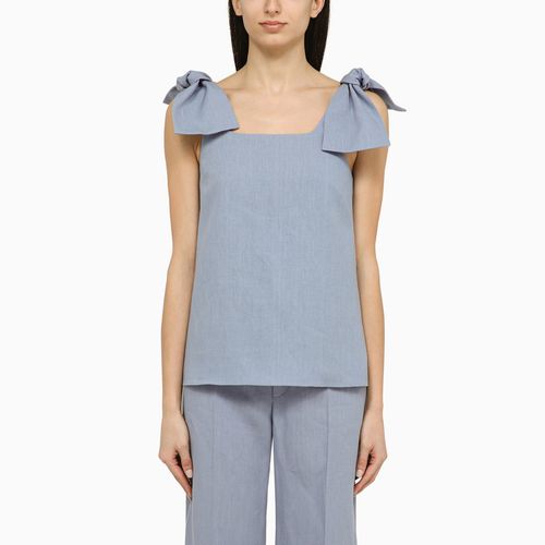 Light blue linen tank top with bows - Chloé - Modalova