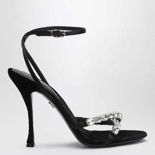 Black satin sandal with stones - Dolce&Gabbana - Modalova