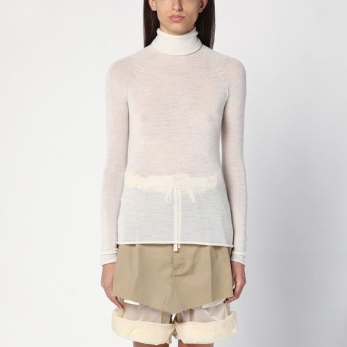 Milchfarbener halbtransparenter Rollkragenpullover - Roberto Collina - Modalova