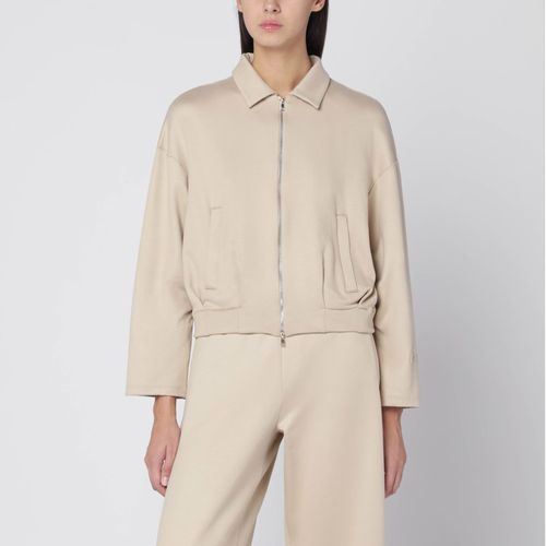 Felpa cropped beige in misto seta - Max Mara - Modalova