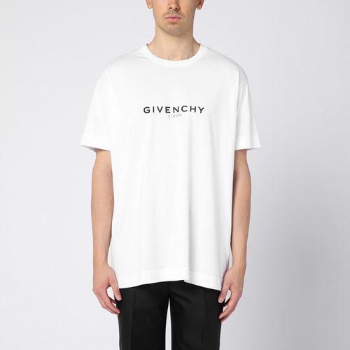 T-shirt oversize Reverse bianca in cotone con logo - Givenchy - Modalova