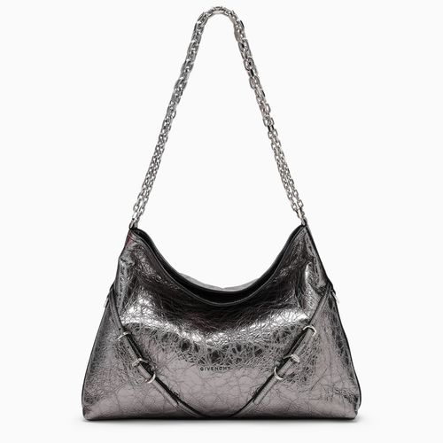 Borsa Voyou Chain media in pelle laminata argento - Givenchy - Modalova