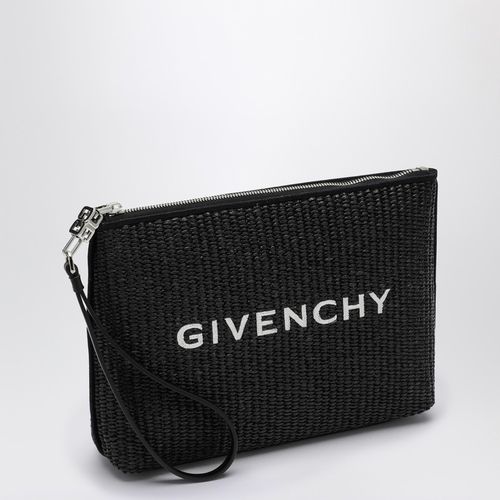 Pochette nera in rafia con logo - Givenchy - Modalova