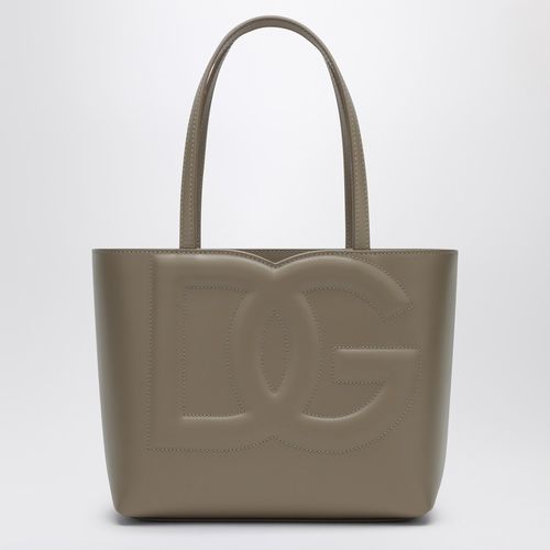 Borsa tote piccola DG logo color talpa in pelle - Dolce&Gabbana - Modalova