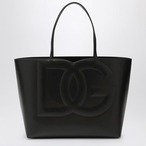 Borsa tote media DG logo nera in pelle - Dolce&Gabbana - Modalova