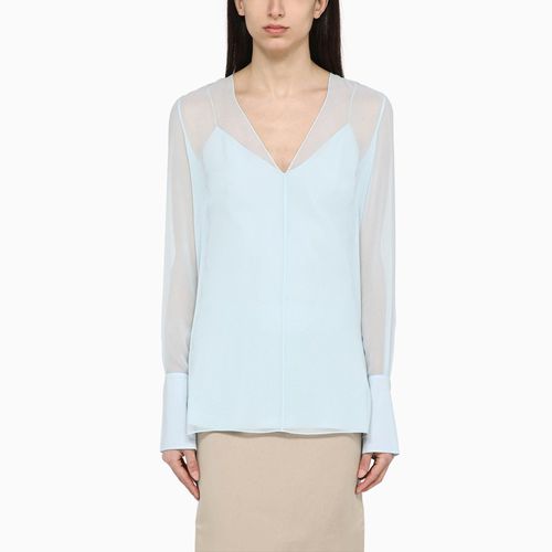 Blusa azzurra in seta con spacco posteriore - Givenchy - Modalova