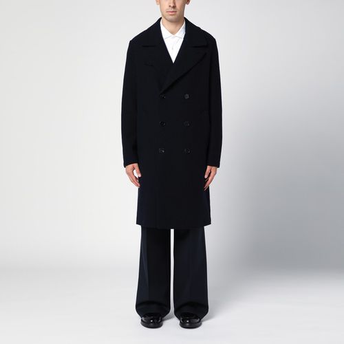 Cappotto doppiopetto navy in lana - Harris Wharf London - Modalova