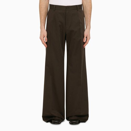 Pantalone a zampa in cotone marrone - Dolce&Gabbana - Modalova