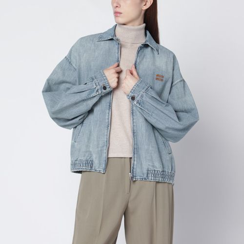 Giacca celeste in denim chambray - Miu Miu - Modalova
