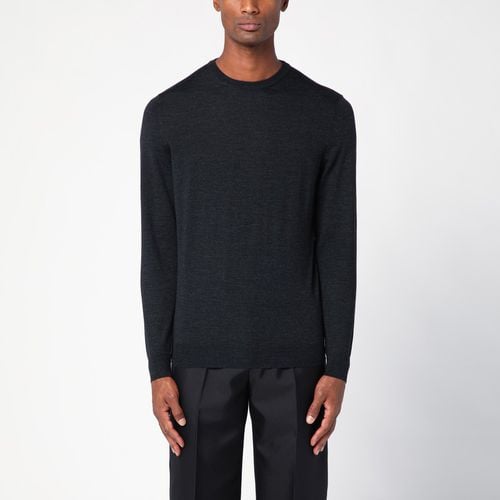 Dark grey wool crew-neck sweater - Drumohr - Modalova