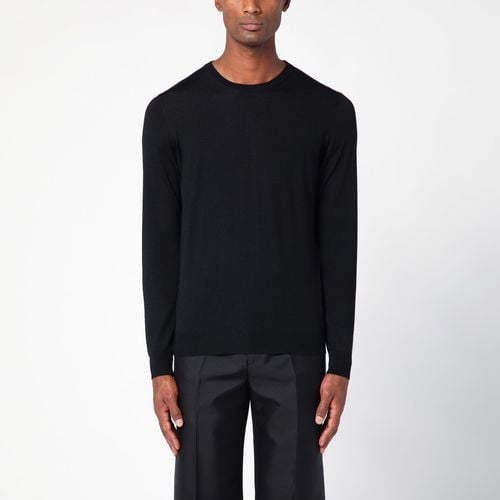 Black wool crew-neck sweater - Drumohr - Modalova