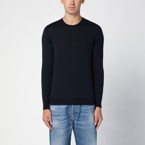 Blue wool crew-neck sweater - Drumohr - Modalova