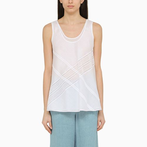 White crew-neck camisole in ramie - Max Mara Studio - Modalova