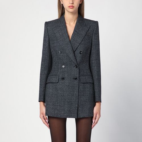 Giacca doppiopetto in tweed grigia antracite - Dolce&Gabbana - Modalova