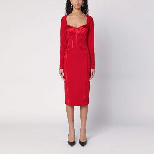 Abito midi rosso in raso e seta - Dolce&Gabbana - Modalova