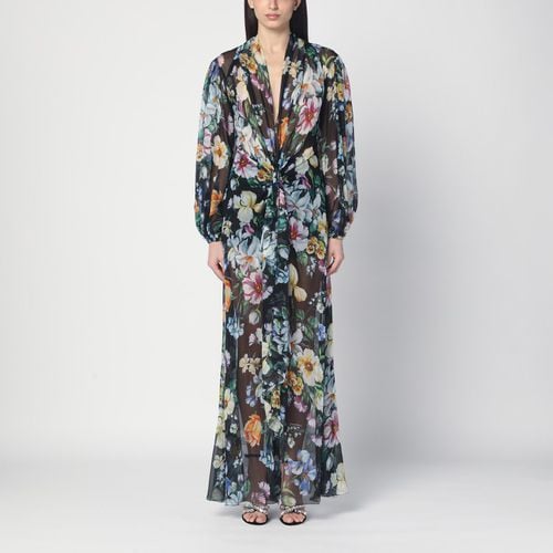 Long dress with floral print in silk chiffon - Dolce&Gabbana - Modalova