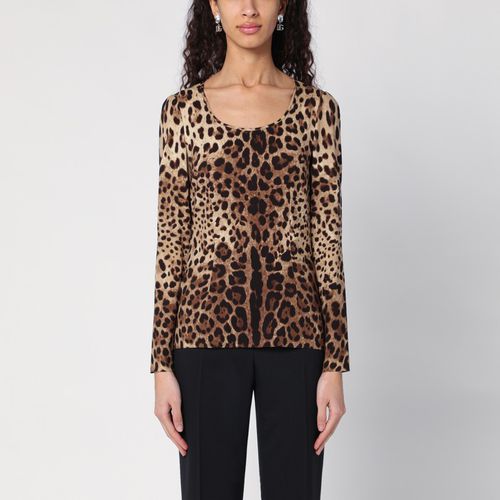 Maglia con leopardo in misto seta - Dolce&Gabbana - Modalova