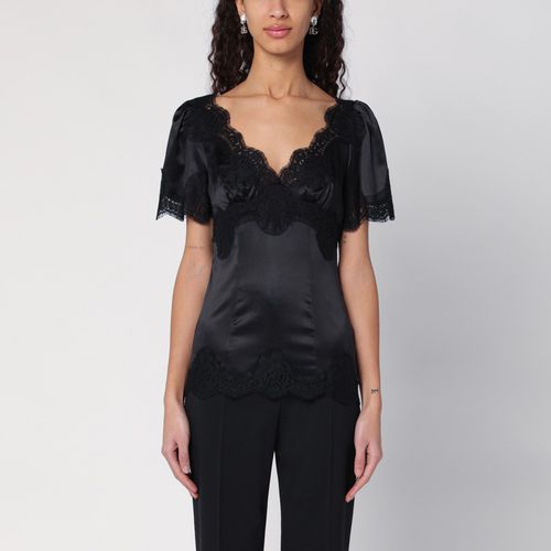 Schwarzes Top aus Satin und Spitze - Dolce&Gabbana - Modalova