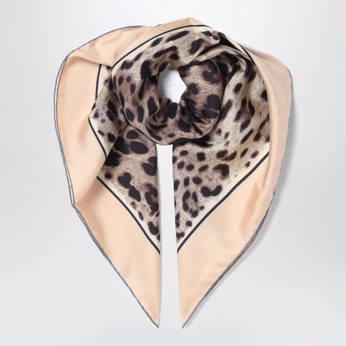 Foulard Kim in twill di seta Leopardo - Dolce&Gabbana - Modalova