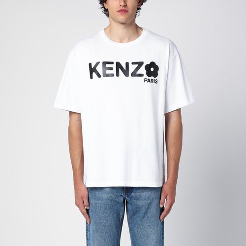 T-shirt bianca in cotone con logo - KENZO - Modalova