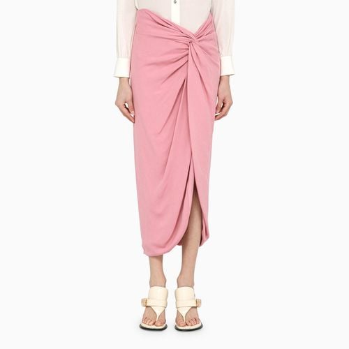 Pink viscose midi skirt with knot - Federica Tosi - Modalova