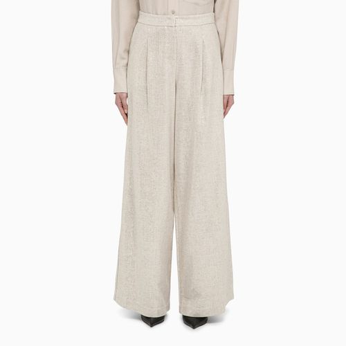 Bamboo-coloured wide trousers with micro sequins - Federica Tosi - Modalova