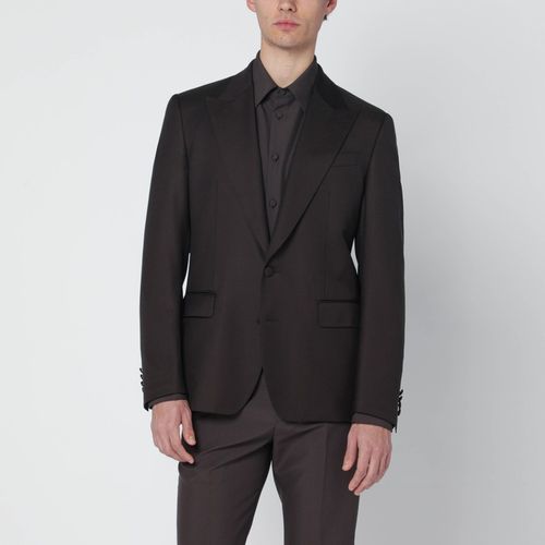 Giacca monopetto marrone in lana - Dolce&Gabbana - Modalova