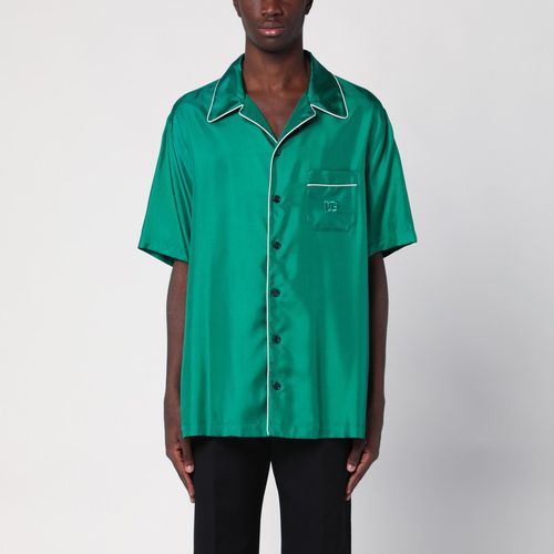 Green silk shirt with DG embroidery - Dolce&Gabbana - Modalova