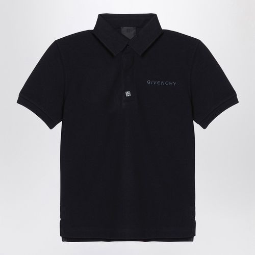 Polo nera in cotone con logo - Givenchy - Modalova