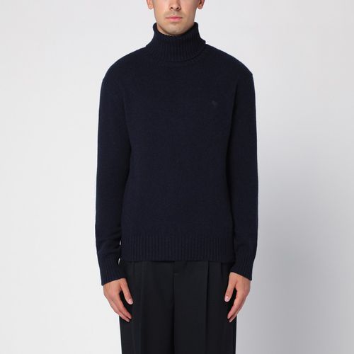 Maglione dolcevita navy in cashmere - Ami Paris - Modalova