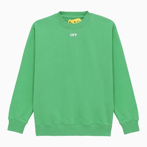 Felpa verde in cotone con logo - Off-White™ - Modalova