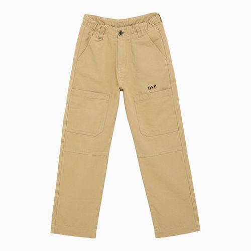 Pantalone regolare beige/nero in cotone - Off-White™ - Modalova