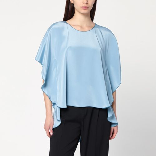 Blusa fluida azzurra chiara in seta - Max Mara Pianoforte - Modalova