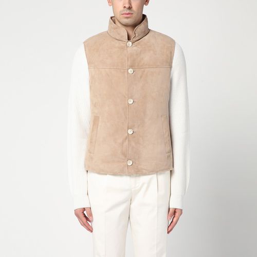 Gilet beige in pelle scamosciata - Brunello Cucinelli - Modalova