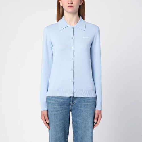 Cardigan azzurro cielo in cashmere - Miu Miu - Modalova