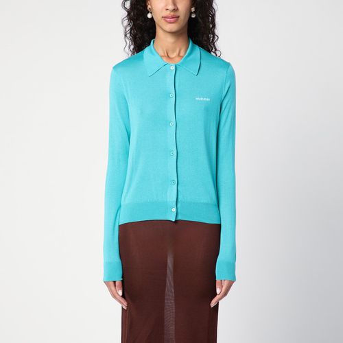 Turquoise cashmere and silk cardigan - Miu Miu - Modalova