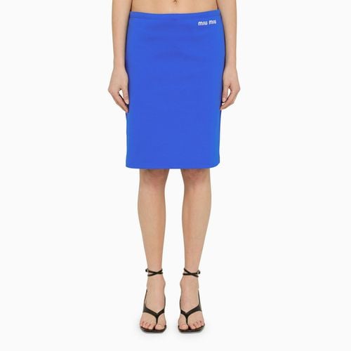 Indigo sheath skirt in recycled polyamide - Miu Miu - Modalova