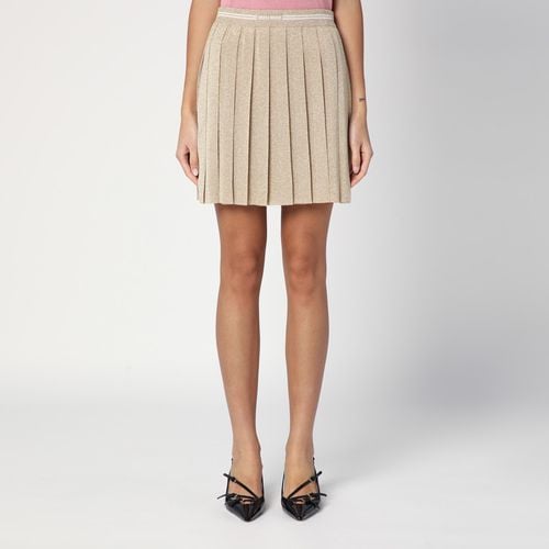 Gold pleated lurex miniskirt - Miu Miu - Modalova