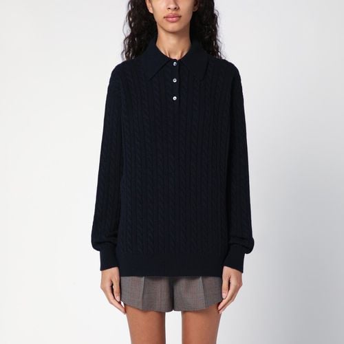 Blue cashmere cable-knit sweater - Miu Miu - Modalova