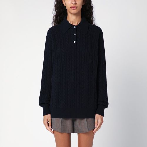 Maglia a trecce blu in cashmere - Miu Miu - Modalova