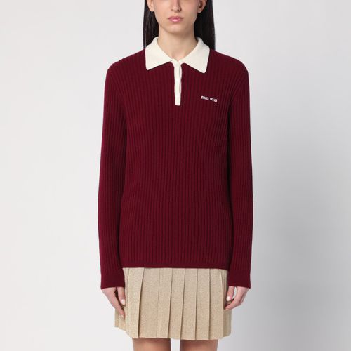 Amaranth polo shirt in ribbed cashmere - Miu Miu - Modalova