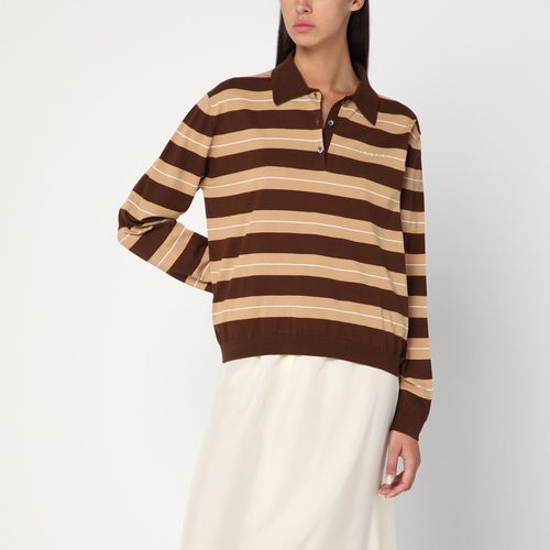 Polo a manica lunga Cacao/Caramello - Miu Miu - Modalova