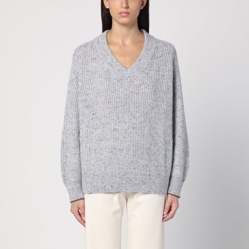 Hellgrauer/brauner Pullover aus Wollgemisch - Brunello Cucinelli - Modalova