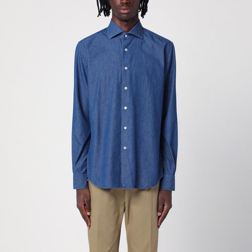 Indigo blue denim cotton shirt - XACUS - Modalova