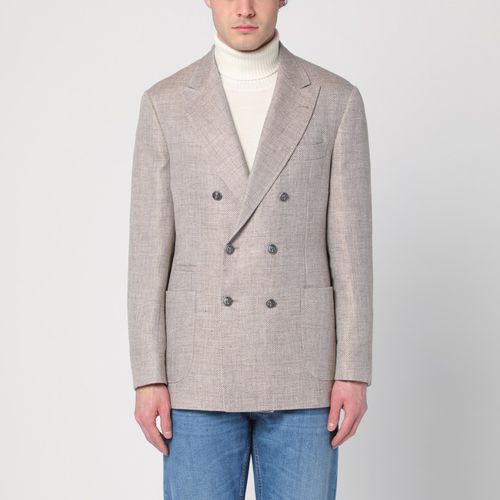 Double-breasted jacket in linen and cotton - Brunello Cucinelli - Modalova