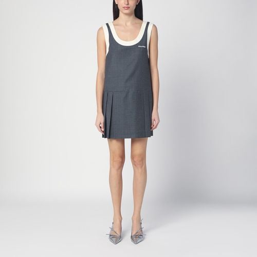 Gray short dress with pleated skirt - Miu Miu - Modalova