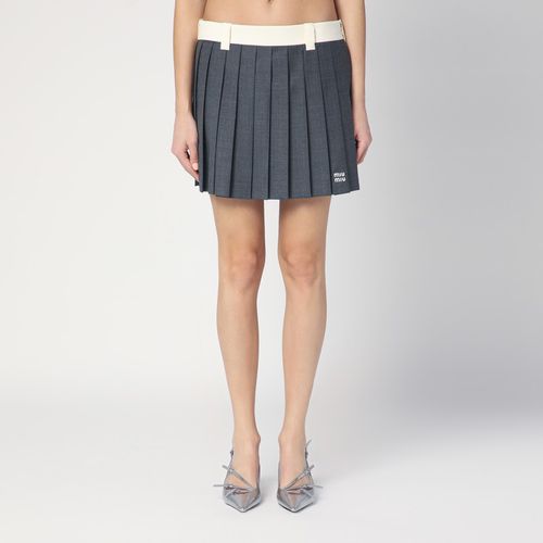 Gray pleated mini skirt in wool - Miu Miu - Modalova