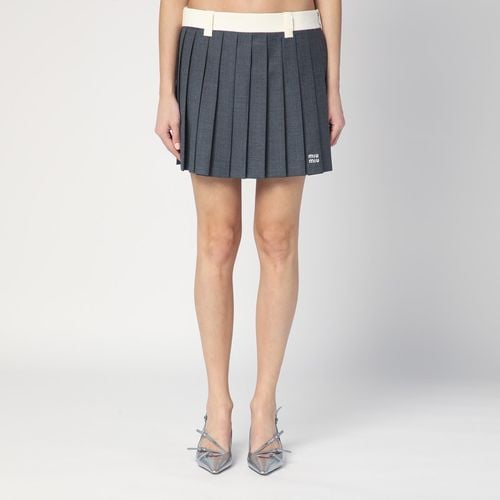 Gray pleated mini skirt in wool - Miu Miu - Modalova