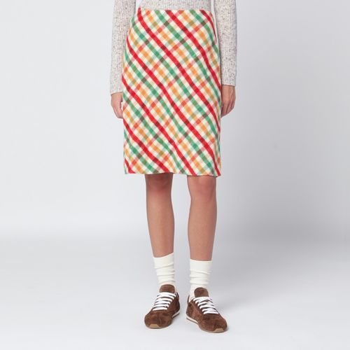 Gonna rossa/verde/soia in check e pile - Miu Miu - Modalova