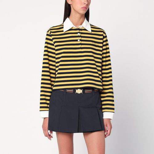 Polo a righe blu/gialla con logo - Miu Miu - Modalova